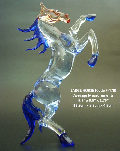 Large blue glass horse - large,