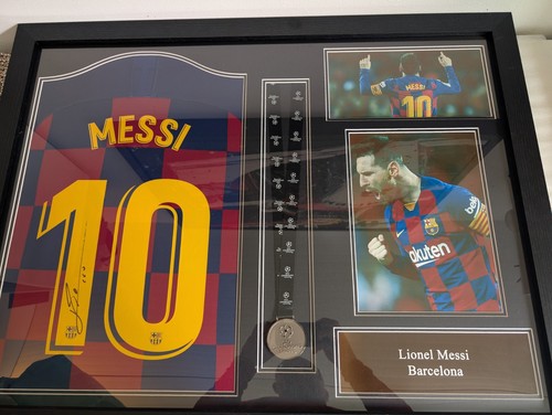 Messi signed barcelona shirt - signed,