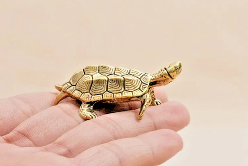 Small brass tortoise turtle - tortoise,