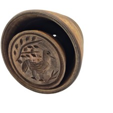 Antique Primitive Wood Butter Press Mold Bird Wheat Leaf 3.5" Cottage Core Read