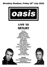 Personalizable Oasis Setlist Print A4 (All Gigs available)