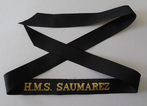 Royal navy cap tally hms - -,