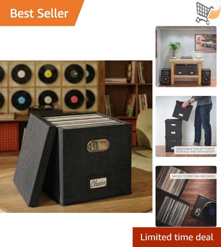 Vinyl record storage box - box, linen