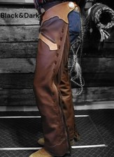 Handmade Brown Leather Cowboy Chaps Rodeo Pants Western Wild West Gifts for Men