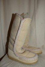 MOU Tall Sheepskin Suede Boots ESKIMO 40 Light Beige 40