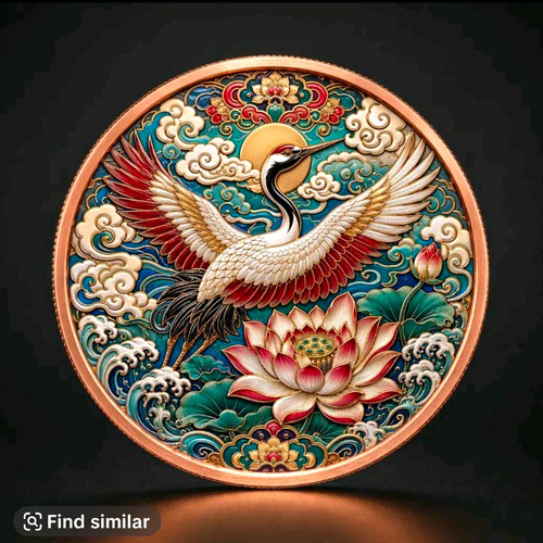 Crane lotus enamel style - &, enamel-style