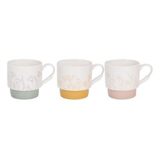 Stackable flower coffee mugs - stackable,