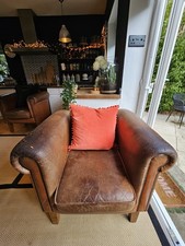 ☆☆ Lovely  Rustic VIintage Leather Studded Armchair  - Delivery Available ☆☆