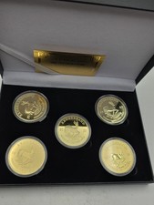 5 X FIVE KRUGERRAND SOUTH AFRICA 2021, 67, 20, 78  1OZ GOLD COINS & CARD & CASE