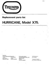 Triumph Parts Manual Book 1973 X75 Hurricane