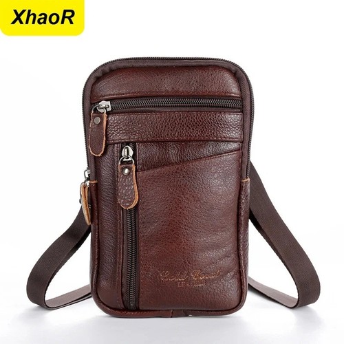 Men genuine leather phone - men,