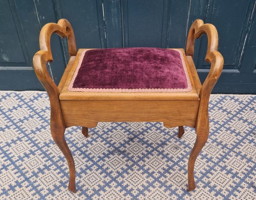 Edwardian mahogany piano stool - edwardian,