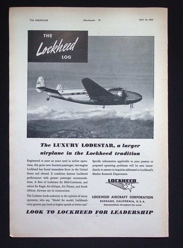 Original 1940 advert - original, lockheed