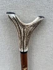 Red Deer Antler Walking Hazel Thumb Stick  No.17