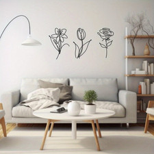 3PCS Flower Metal Wall Art