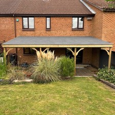 Wooden Carport Shelter Gazebo Felt Shingle Roof Pergola - 2m Depth