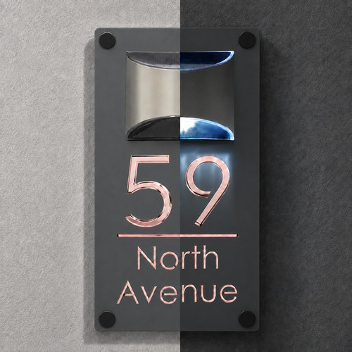 Led solar house number sign - house,