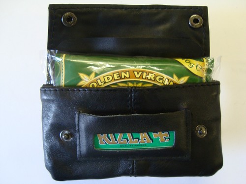 Soft leather tobacco pouch - leather,