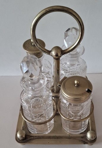 Antique piece crystal cruet - 4-piece,