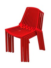 Red plastic stacking chairs - plastic,
