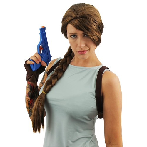 Adults brown plaited wig - adults,
