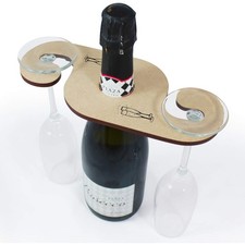 'Champagne Flutes' Wooden Wine Glass / Bottle Holder (GH00040229)