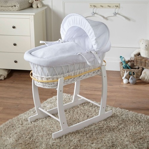 White wicker moses basket with - white,