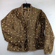Khangura WomenVTG Gold Velvet Reversible Tapestry Blazer Jacket Sz L Art to Wear