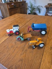 Vintage Dinky, Corgi,and Britains Die Cast Tractors and Dump Trailer
