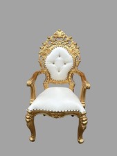 Riga Throne Chair   -  Gold Frame with White Leather - Wedding Furniture