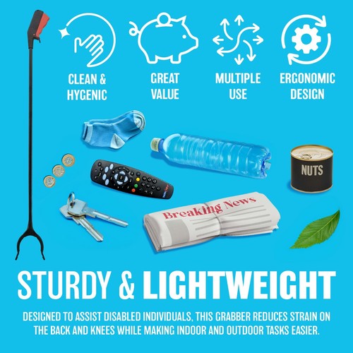Long handled reacher - handled, litter