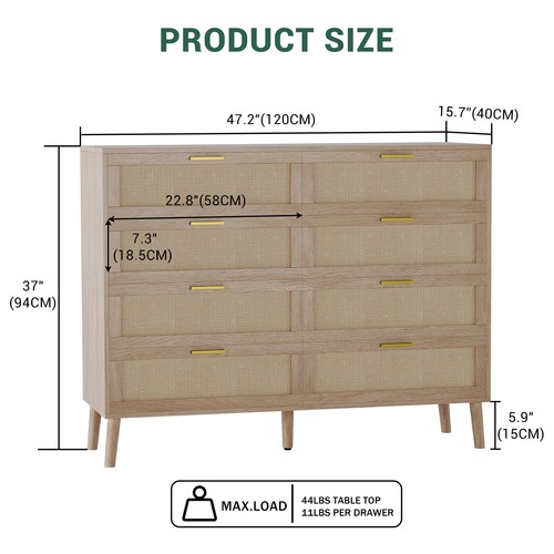 Rattan 8 drawer dresser - 8,