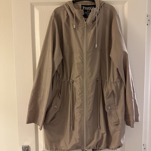 Women beige thin parka - beige,