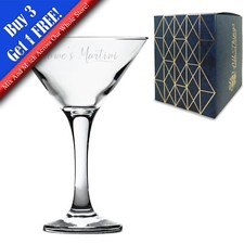 Personalised Engraved Petite Martini Cocktail Glass with Name's Martini Design