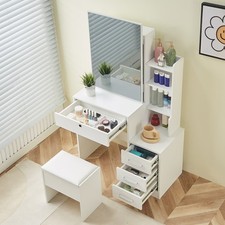 Dressing Table with lighta Mirror and Drawers Shelves Vanity Make up Desk