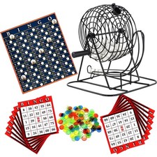 Traditional Bingo Play Set Deluxe Lotto Family Party Game Metal Cage