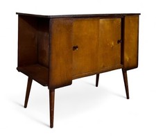 MID CENTURY RECORD CABINET C1950 BEECH AND FORMICA DAN SETTE LEG