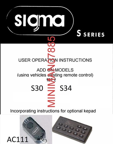 Sigma alarm immobiliser user - sigma,