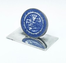 SILVER MENU HOLDER ENAMEL