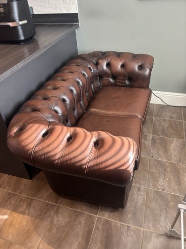Chesterfield leather sofa - leather,