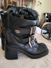 Harley Davidson Black Leather Inside Zipper Boots Size 7.5