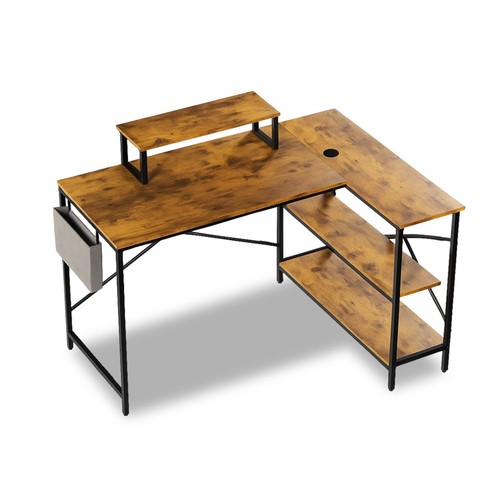 Wooden computer desk - computer, table