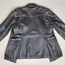 Harley Davidson Genuine Leather Jacket Brown Motorcycle Biker Men Large w Straps