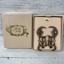 Kirks Folly Celestial Moon & Stars Dangle Earrings & Iridescent Crystals &Box PC