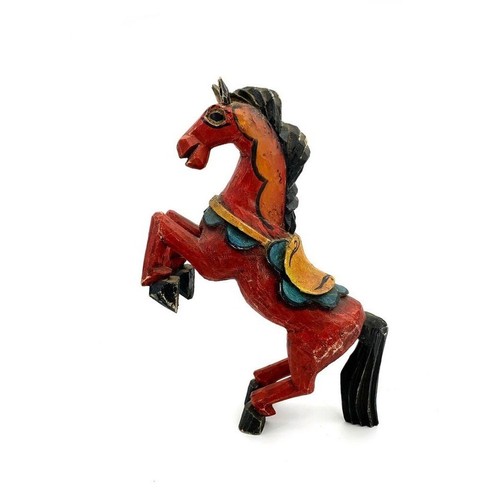 Horse wooden carved statue - wooden,