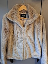 Beautiful and Soft Wallis Faux Fir Warm Coat Satin Lining Size 12