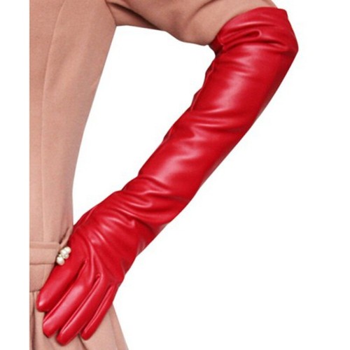 Long leather women gloves - long,