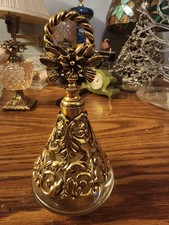 Vintage Antique Art Nouveau Ormolu Gold Filigree Over Glass Perfume Bottle Rare