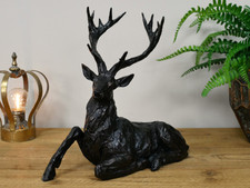 Laying Down Stag Black  Figurine  Home Decor Ornament