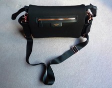 STORKSAK STROLLER ORGANISER LUXE BLACK & ROSE GOLD WITH  MATCHING SHOULDER STRAP